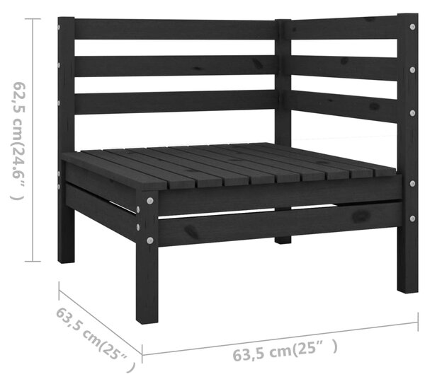 VidaXL Σαλόνι Κήπου Σετ 8 Τεμαχίων Μαύρο από Μασίφ Ξύλο Πεύκου
