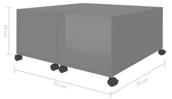 VidaXL Τραπεζάκι Σαλονιού Γυαλ. Γκρι 75 x 75 x 38 εκ. από Μοριοσανίδα