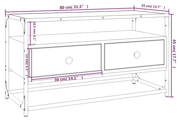 VidaXL Έπιπλο Τηλεόρασης Καπνιστή Δρυς 80x35x45 εκ. Επεξ. Ξύλο