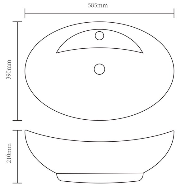 VidaXL Νιπτήρας με Οπή Υπερχείλισης Χρυσός 58,5x39x21 εκ. Κεραμικός