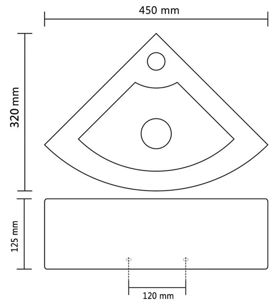 VidaXL Νιπτήρας με Οπή Υπερχείλισης Λευκός 45 x 32 x 12,5 εκ