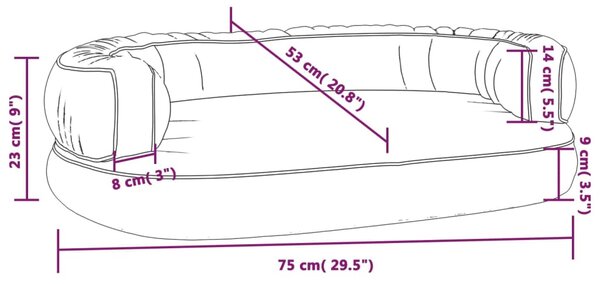 VidaXL Εργονομικό Κρεβάτι Σκύλου Μαύρο 75 x 53 εκ. από Συνθετικό Δέρμα