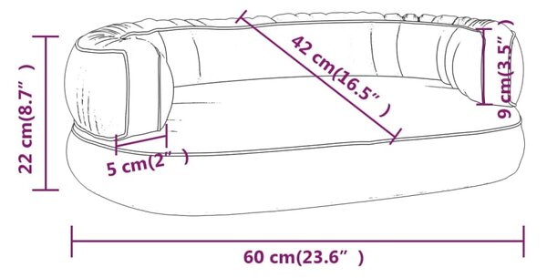 VidaXL Εργονομικό Κρεβάτι Σκύλου Μαύρο 60 x 42 εκ. από Συνθετικό Δέρμα