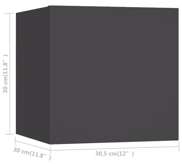 VidaXL Έπιπλο Τηλεόρασης Κρεμαστό Γκρι 30,5x30x30 εκ. από Επεξ. Ξύλο