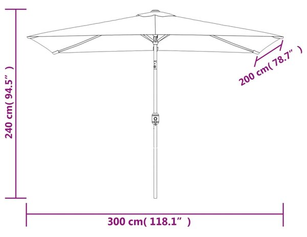 VidaXL Ομπρέλα Ορθογώνια Πράσινη 200 x 300 εκ