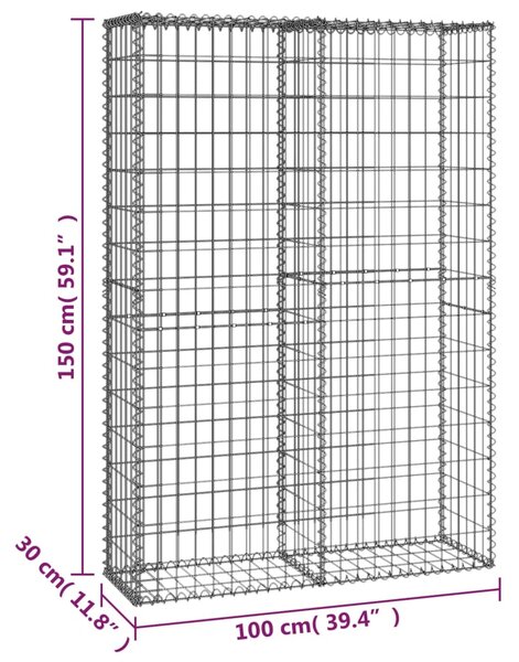 VidaXL Συρματοκιβώτιο με Καπάκια 150 x 100 x 30 εκ. Γαλβανισμένο Σύρμα