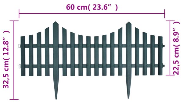 VidaXL Διαχωριστικό Γκαζόν Φράχτης Πράσινο 17 Τεμ. / 10 μ