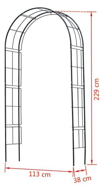 Nature Αψίδα Κήπου Μαύρη 229 x 38 x 113 εκ. Μεταλλική