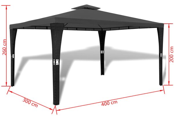 VidaXL Κιόσκι με Σκίαστρο Σκούρο Γκρι 3 x 4 μ