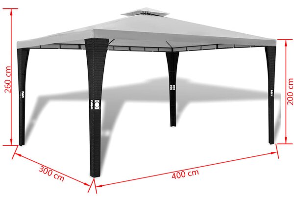 VidaXL Κιόσκι με Σκίαστρο Λευκό Κρεμ 3 x 4 μ