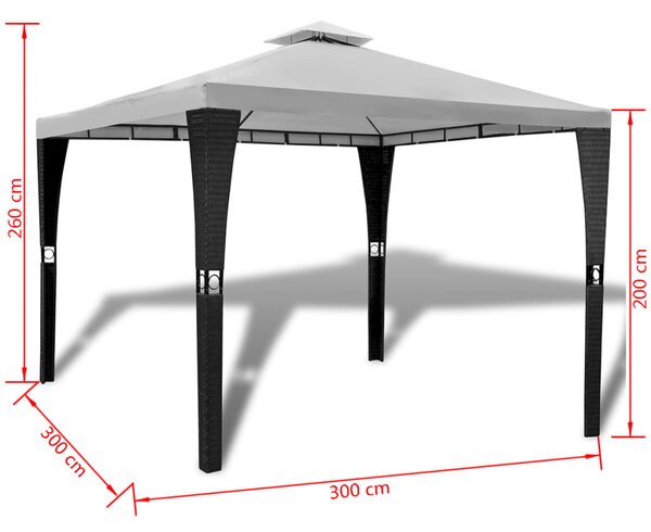 VidaXL Κιόσκι με Σκίαστρο Λευκό Κρεμ 3 x 3 μ