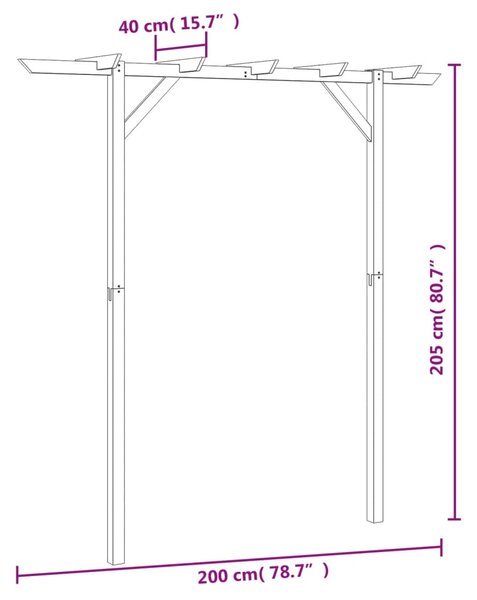 VidaXL Πέργκολα Είσοδος 205 x 40 x 203 εκ. Ξύλινη