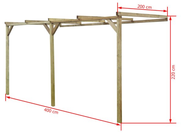 VidaXL Πέργκολα Στηριζόμενη 2 x 4 x 2,2 μ. Ξύλινη