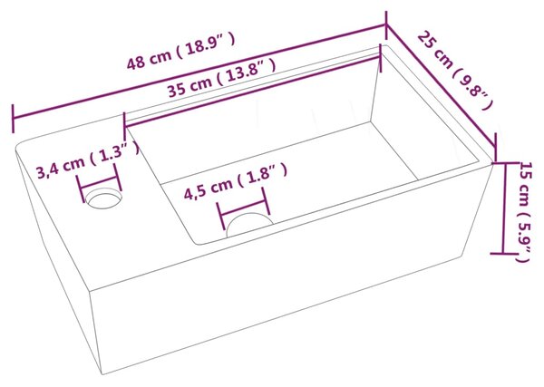 VidaXL Νιπτήρας Λευκός 48 x 25 x 15 εκ. Κεραμικός