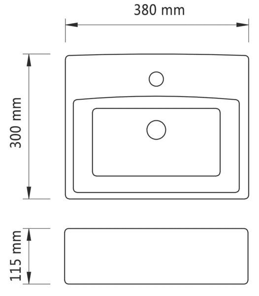 VidaXL Νιπτήρας με Οπή Βρύσης Ασημί 38 x 30 x 11,5 εκ. Κεραμικός