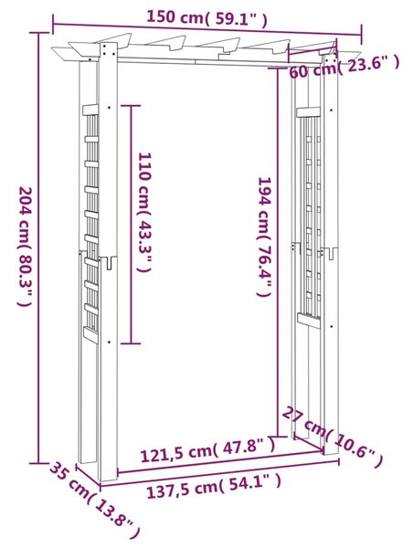 VidaXL Πέργκολα Είσοδος - Αψίδα 150 x 60 x 204 εκ. Εμποτισμένο Ξύλο