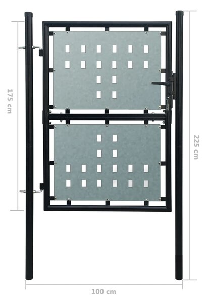 VidaXL Πόρτα Περίφραξης Μονή Μαύρη 100 x 225 εκ