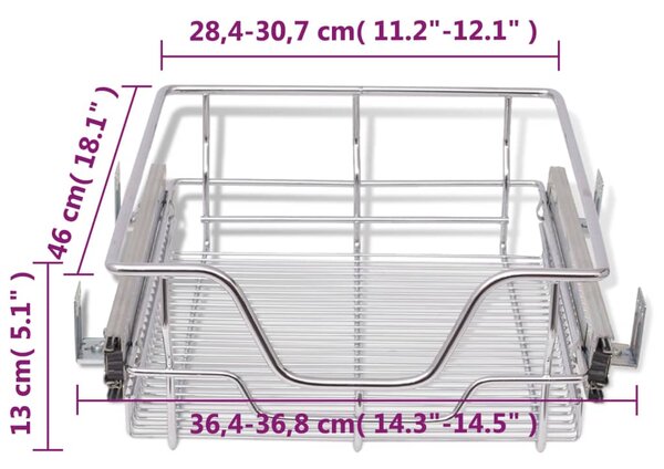 VidaXL Συρτάρια - Καλάθια Συρμάτινα 2 τεμ. Aσημί 400 χιλ