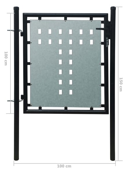 VidaXL Πόρτα Περίφραξης Μονή Μαύρη 100 x 150 εκ