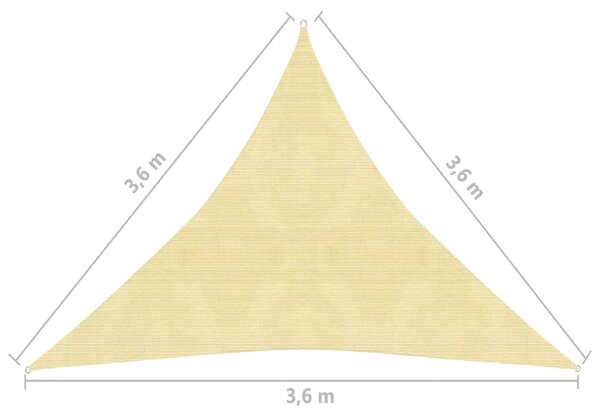 VidaXL Πανί Σκίασης Τριγωνικό Μπεζ 3,6 x 3,6 x 3,6 μ. από HDPE