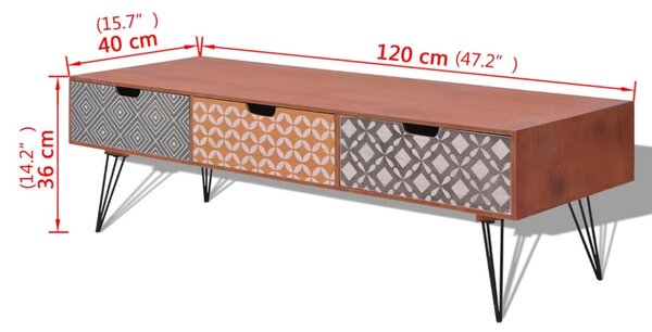 VidaXL Έπιπλο Τηλεόρασης με 3 Συρτάρια Καφέ 120 x 40 x 36 εκ