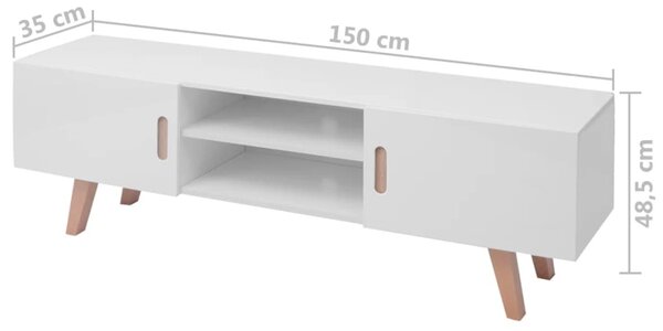 VidaXL Έπιπλο Τηλεόρασης Γυαλιστερό Λευκό 150 x 35 x 48,5 εκ. από MDF