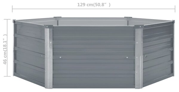 VidaXL Ζαρντινιέρα Ψηλή Γκρι 129 x 129 x 46 εκ. Γαλβανισμένος Χάλυβας