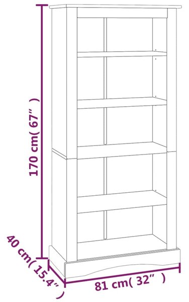 243744 vidaXL Βιβλιοθήκη 5 επιπέδων Μεξικ. Στιλ Corona 81x40x170 εκ