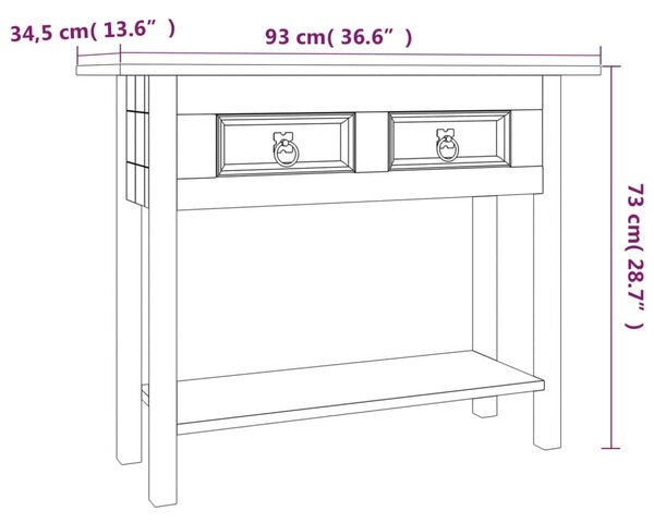 VidaXL Τραπέζι Κονσόλα Μεξικ. Στιλ Corona 93x34,5x73 εκ. Ξύλο Πεύκου