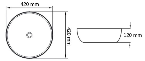 VidaXL Νιπτήρας Στρογγυλός Λευκός 42 x 12 εκ. Κεραμικός