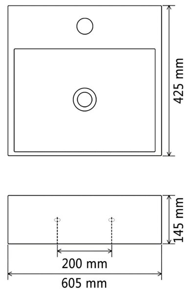 VidaXL Νιπτήρας με Οπή Βρύσης Λευκός 60,5 x 42,5 x 14,5 εκ. Κεραμικός