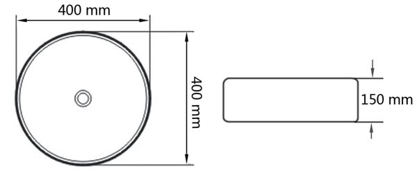 VidaXL Νιπτήρας Στρογγυλός Λευκός 40 x 15 εκ. Κεραμικός