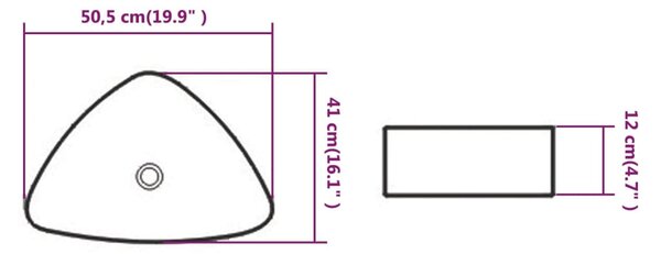 VidaXL Νιπτήρας Τριγωνικός Λευκός 50,5 x 41 x 12 εκ. Κεραμικός