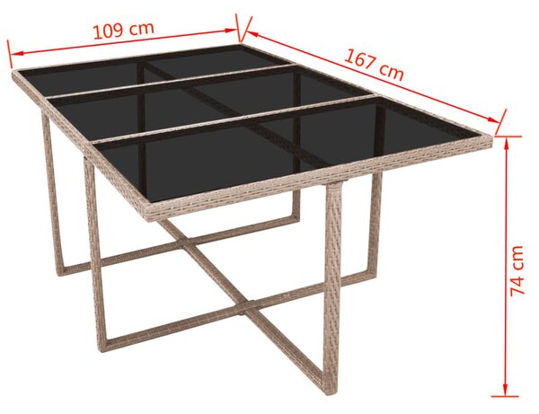 VidaXL Σετ Τραπεζαρίας Εξ. Χώρου 11 τεμ. Μπεζ Συνθ. Ρατάν με Μαξιλάρια