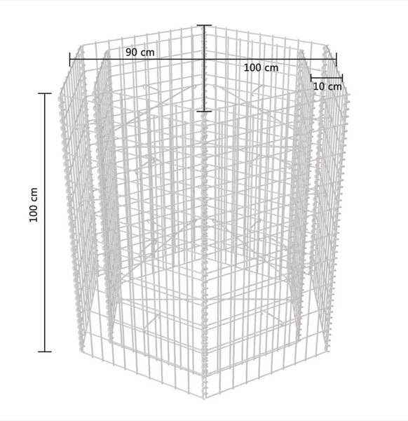VidaXL Συρματοκιβώτιο - Γλάστρα Υπερυψωμένη Εξάγωνη 100 x 90 x 100 εκ