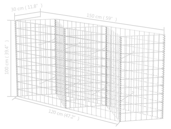 VidaXL Συρματοκιβώτιο 120 x 30 x 100 εκ. από Γαλβανισμένο Χάλυβα