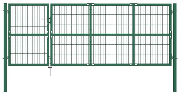 VidaXL Πόρτα Περίφραξης Κήπου Πράσινη 350x120 εκ. Ατσάλινη με Στύλους