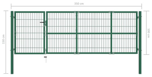 VidaXL Πόρτα Περίφραξης Κήπου Πράσινη 350x100 εκ. Ατσάλινη με Στύλους