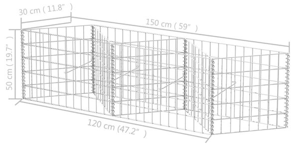 VidaXL Συρματοκιβώτιο 120 x 30 x 50 εκ. από Γαλβανισμένο Χάλυβα