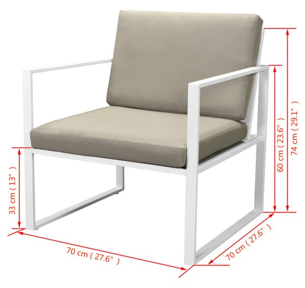 VidaXL Σαλόνι Κήπου 4 Τεμαχίων Λευκό Ατσάλινο με Μαξιλάρια
