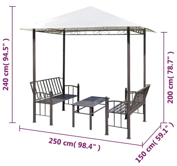 VidaXL Κιόσκι Κήπου με Τραπέζι και Παγκάκια 2,5 x 1,5 x 2,4 μ