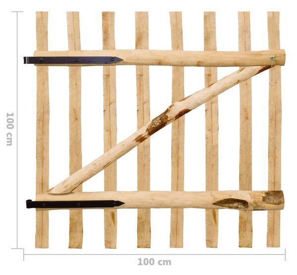 VidaXL Πόρτα Φράχτη Μονή 100 x 100 εκ. από Ξύλο Φουντουκιάς