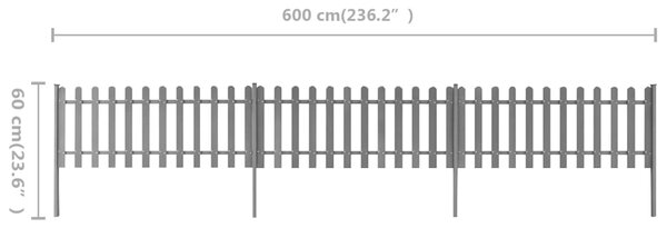 VidaXL Φράχτης με Στύλους 3 τεμ. 600 x 60 εκ. από WPC