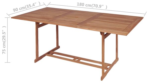 VidaXL Τραπέζι Κήπου 180 x 90 x 75 εκ. από Μασίφ Ξύλο Teak