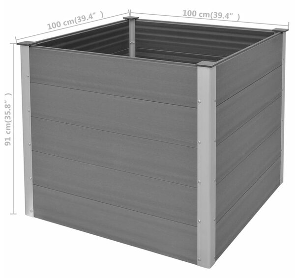 VidaXL Ζαρντινιέρα Υπερυψωμένη Γκρι 100 x 100 x 91 εκ. από WPC