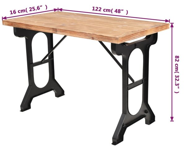 VidaXL Τραπεζαρία 122 x 65 x 82 εκ. με Επιφάνεια από Μασίφ Ξύλο Ελάτης