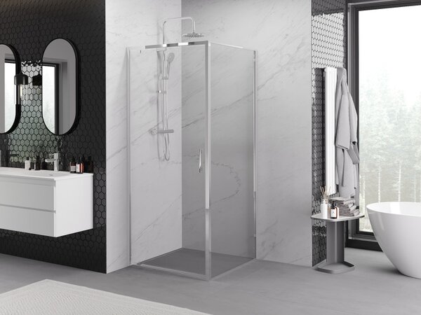 Mexen Exo-BR καμπίνα ντους ανοιγόμενη 90 x 90 cm, διάφανη, χρώμιο - 8181-090-090-01-00