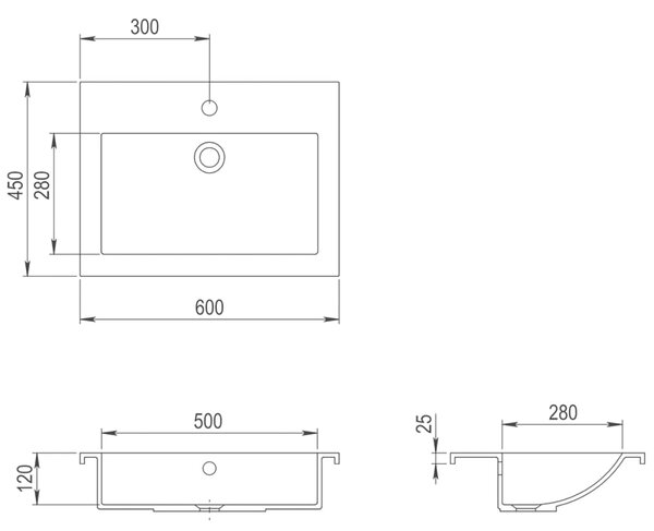 VidaXL Νιπτήρας Μαύρος 600 x 450 x 120 χιλ. Γρανιτένιος