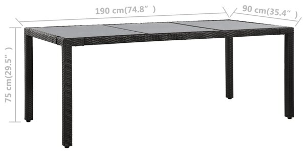 VidaXL Σετ Τραπεζαρίας Εξωτερικού Χώρου 9 τεμ. Μαύρο Συνθετικό Ρατάν