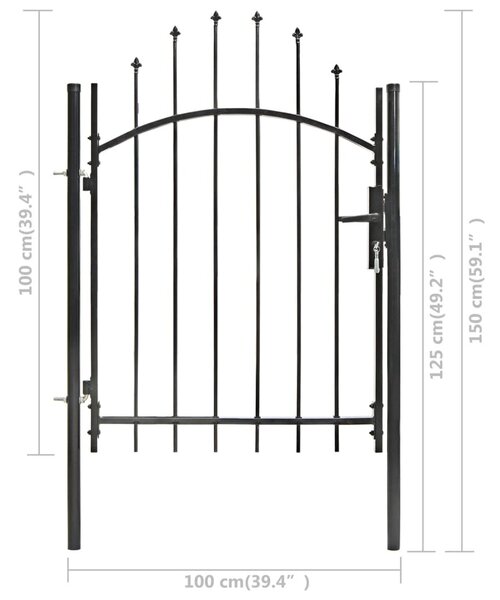 VidaXL Καγκελόπορτα Μαύρη 1 x 1,5 μ. Ατσάλινη